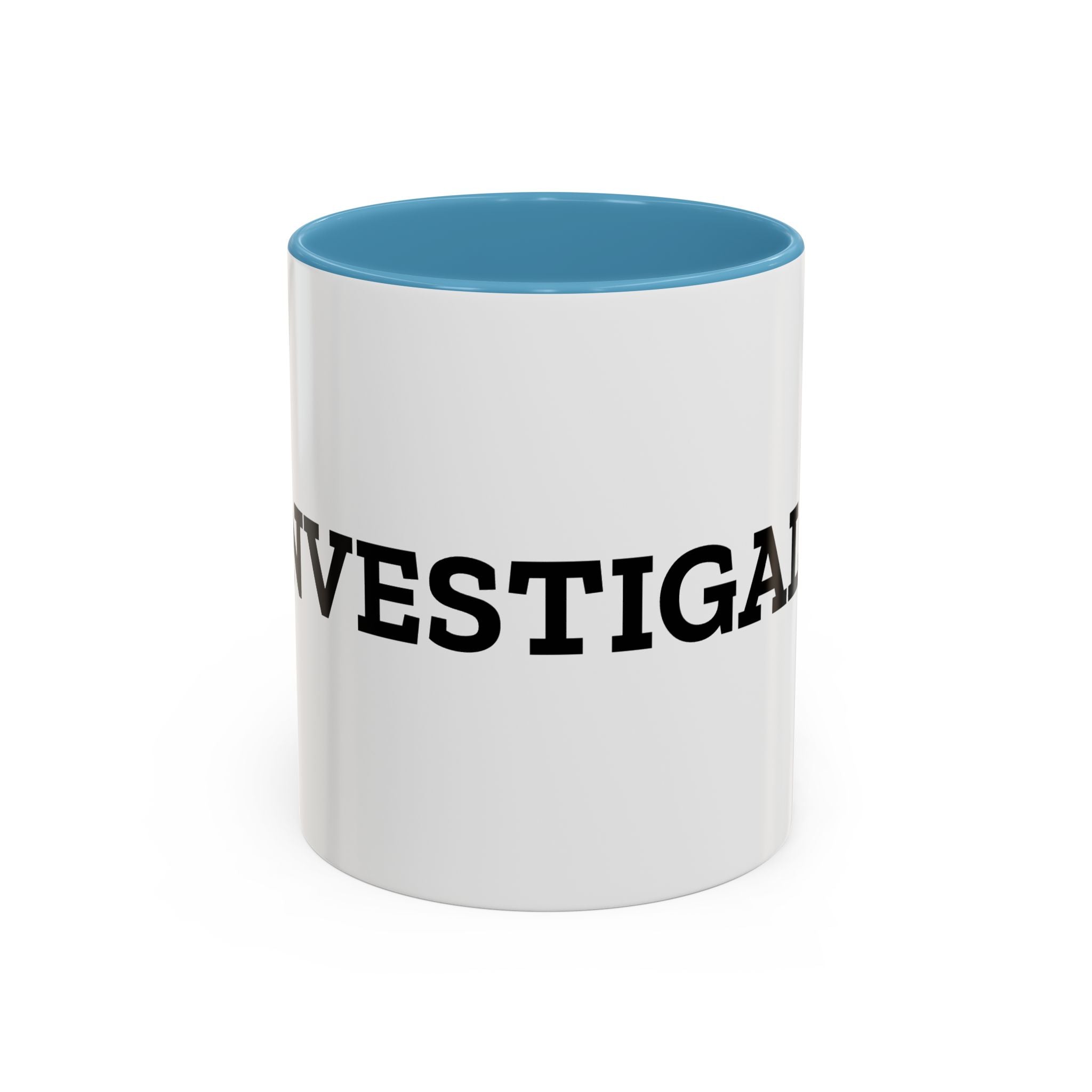 Investigals Accent Coffee Mug — Bold Typewriter Text Gift for Detectives & True Crime Fans (11/15oz)