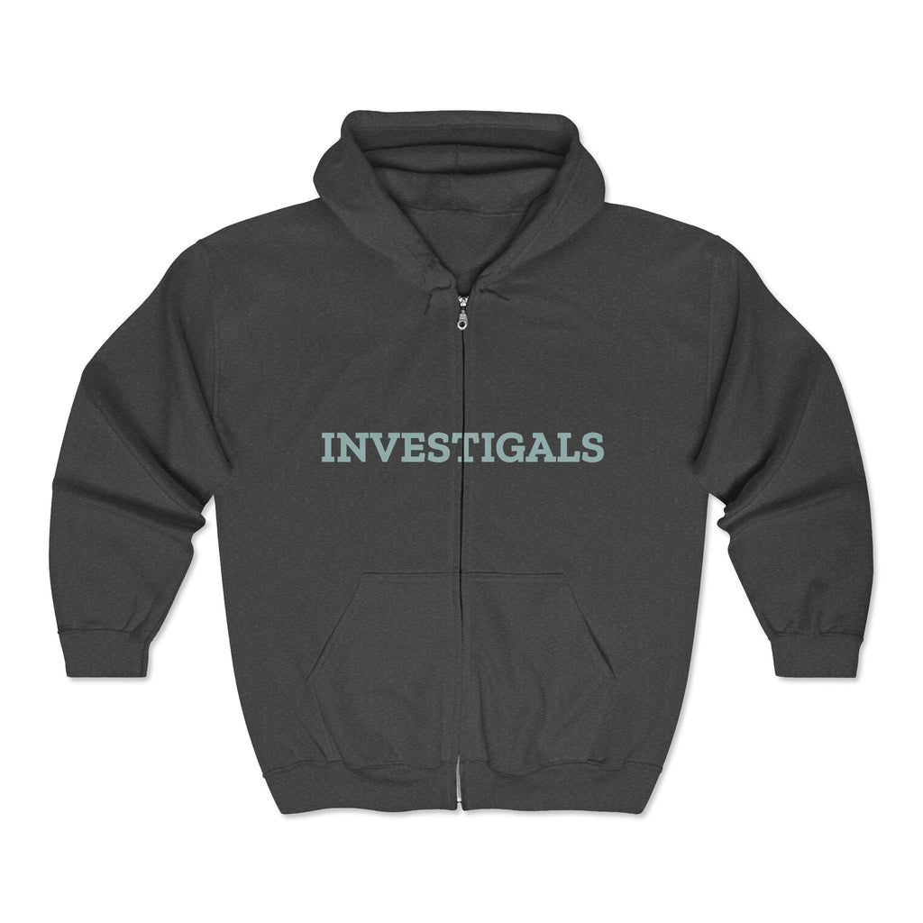 Investigals Zip Hoodie — Vintage Script Full‑Zip Sweatshirt