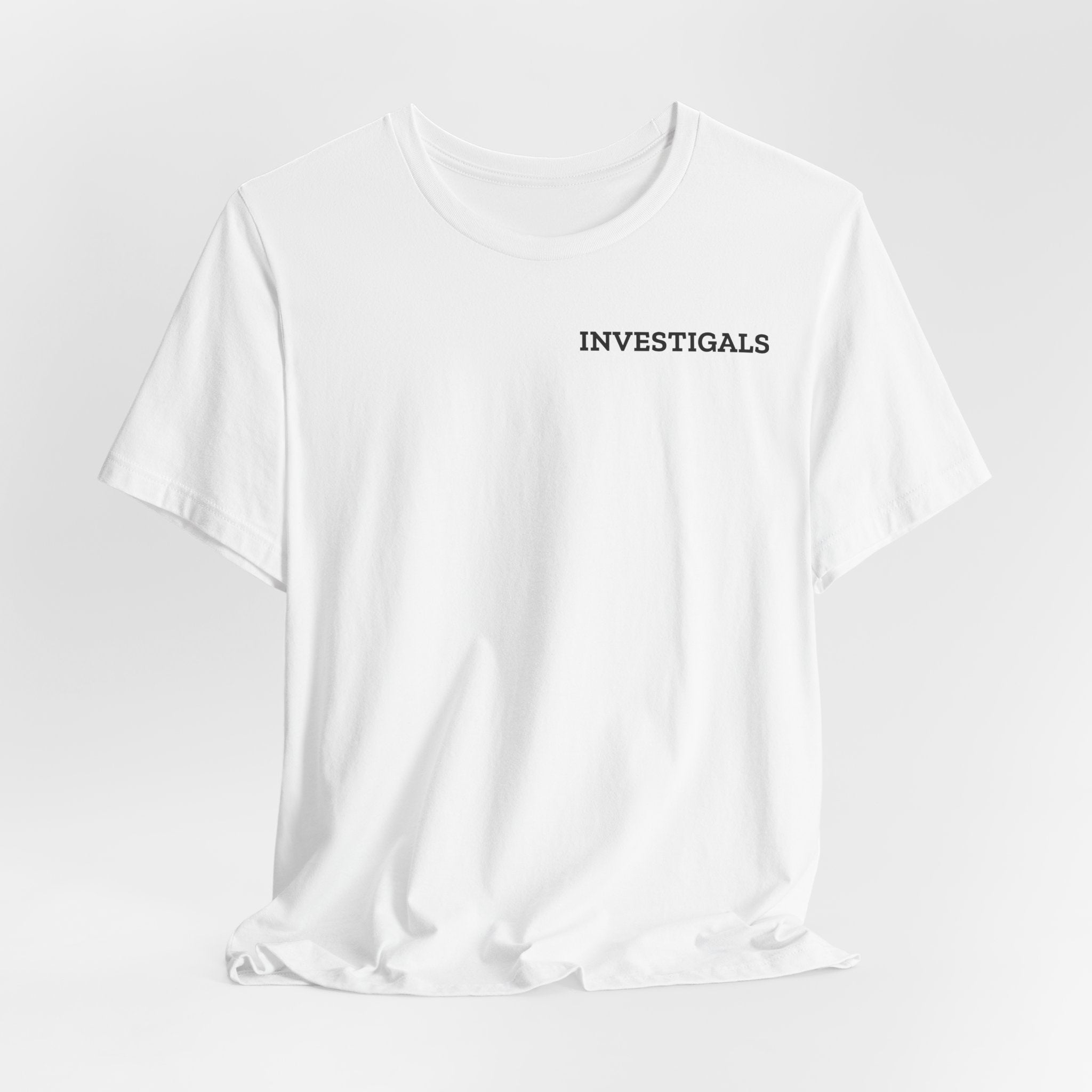 Investigals Chest Logo Tee — Minimalist White Graphic T-Shirt