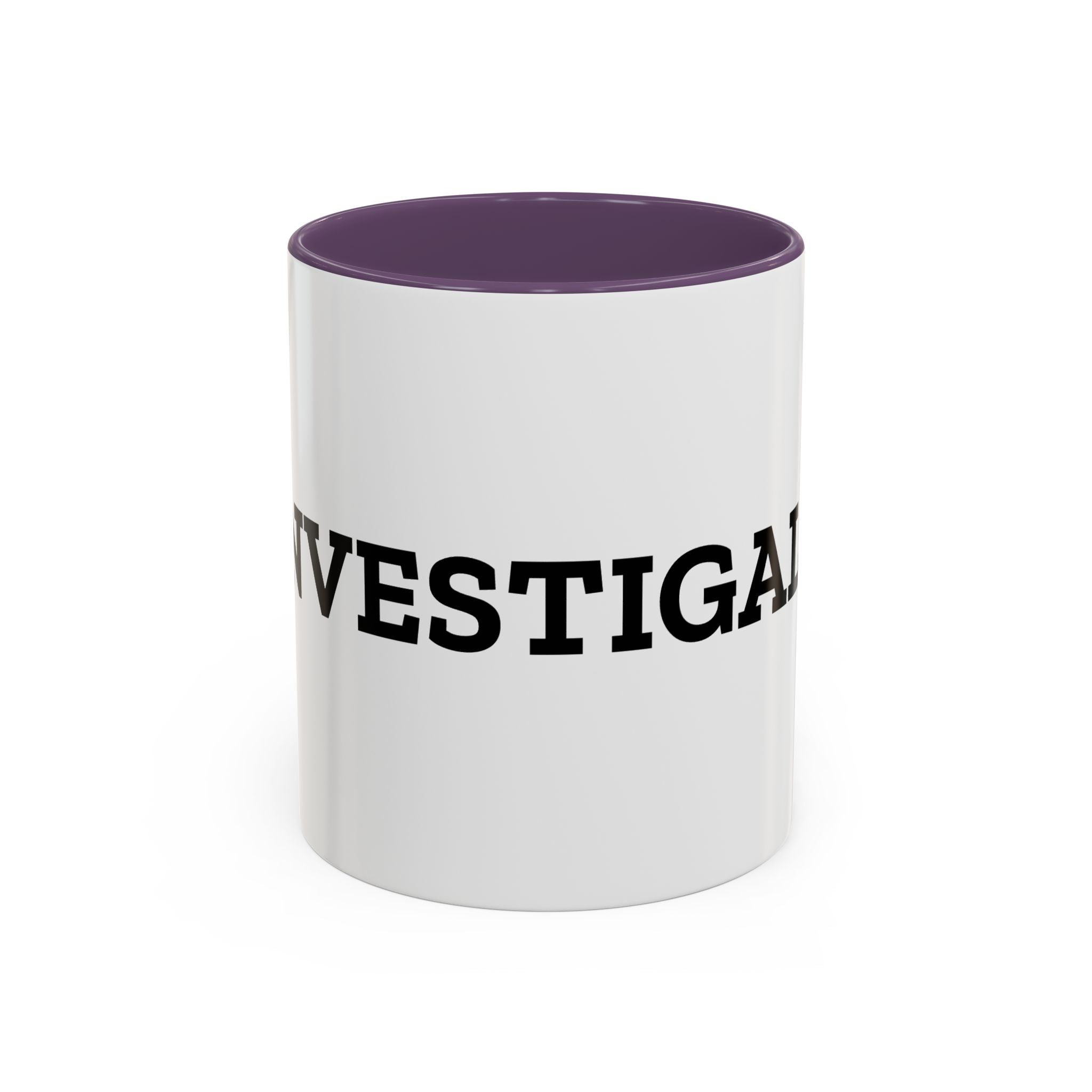 Investigals Accent Coffee Mug — Bold Typewriter Text Gift for Detectives & True Crime Fans (11/15oz)