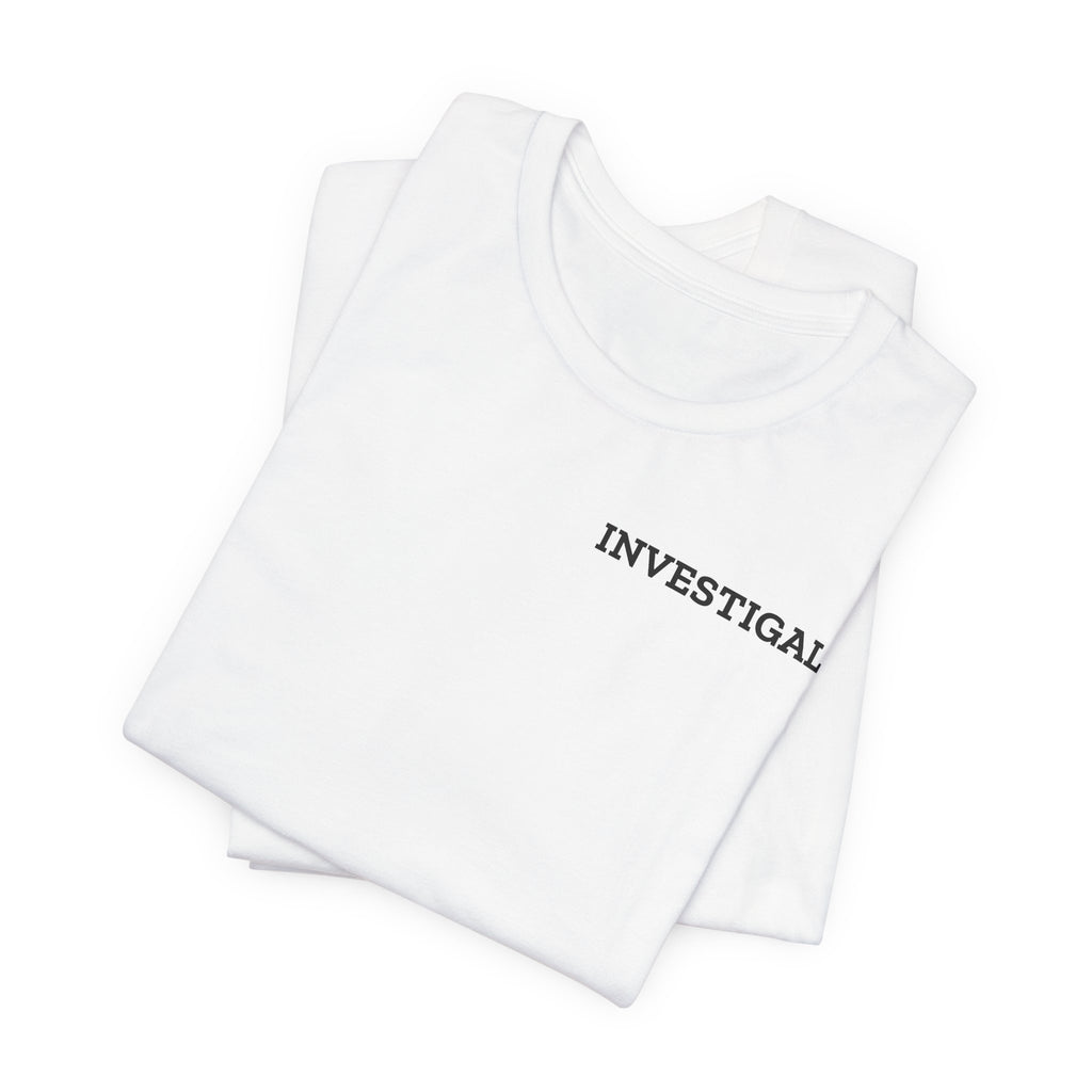 Investigals Chest Logo Tee — Minimalist White Graphic T-Shirt