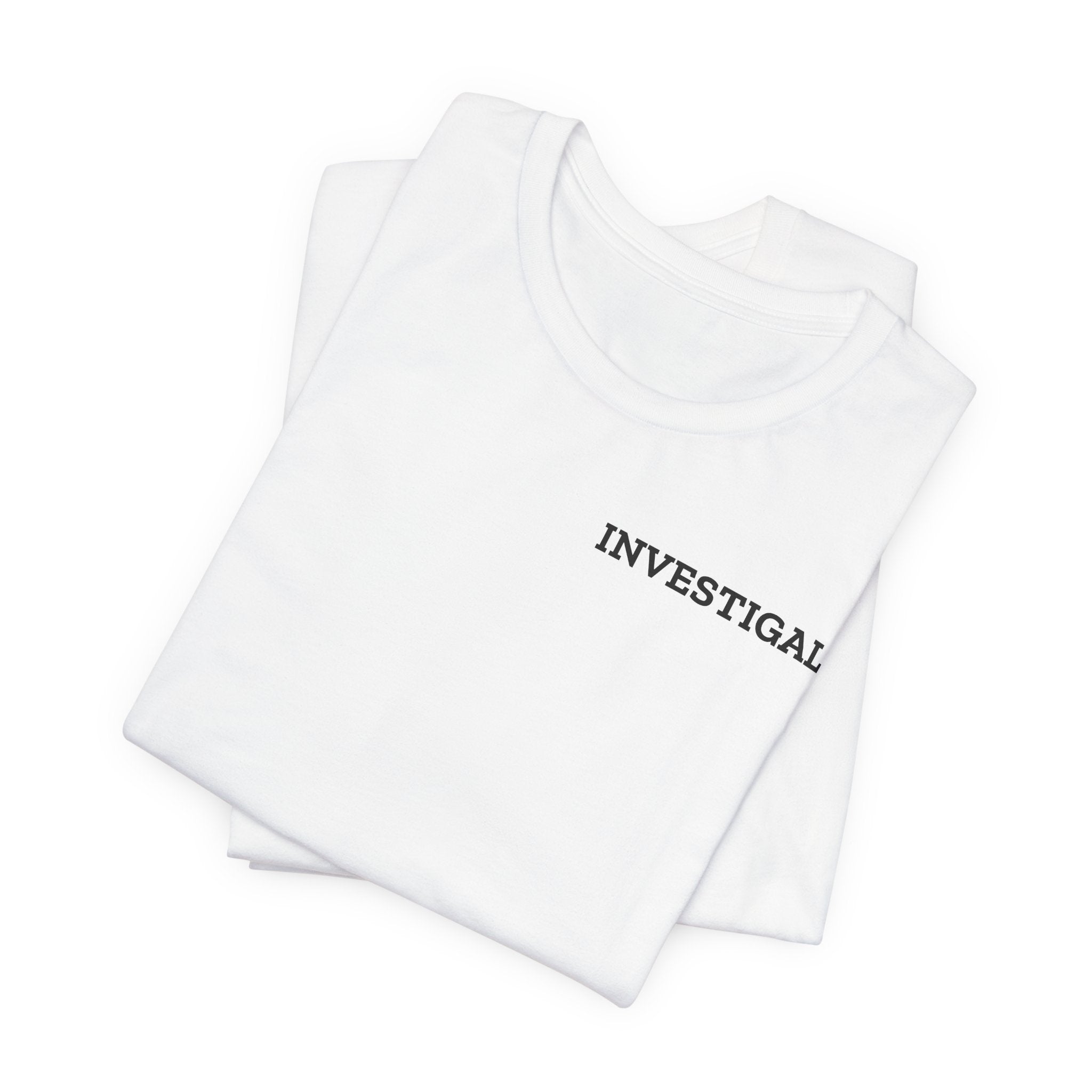 Investigals Chest Logo Tee — Minimalist White Graphic T-Shirt