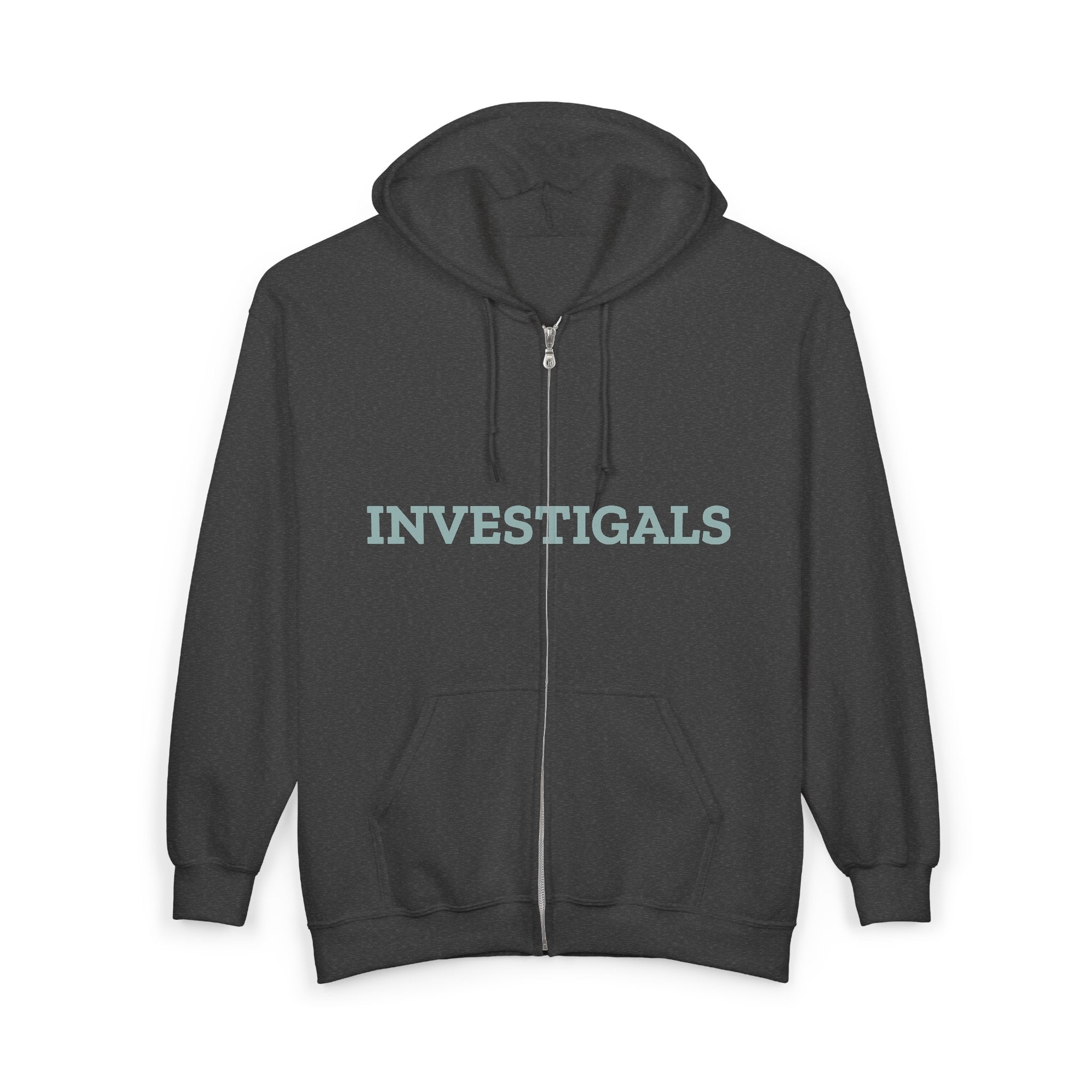 Investigals Zip Hoodie — Vintage Script Full‑Zip Sweatshirt