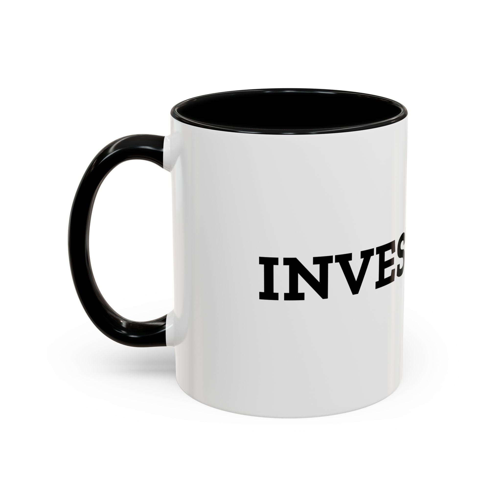 Investigals Accent Coffee Mug — Bold Typewriter Text Gift for Detectives & True Crime Fans (11/15oz)