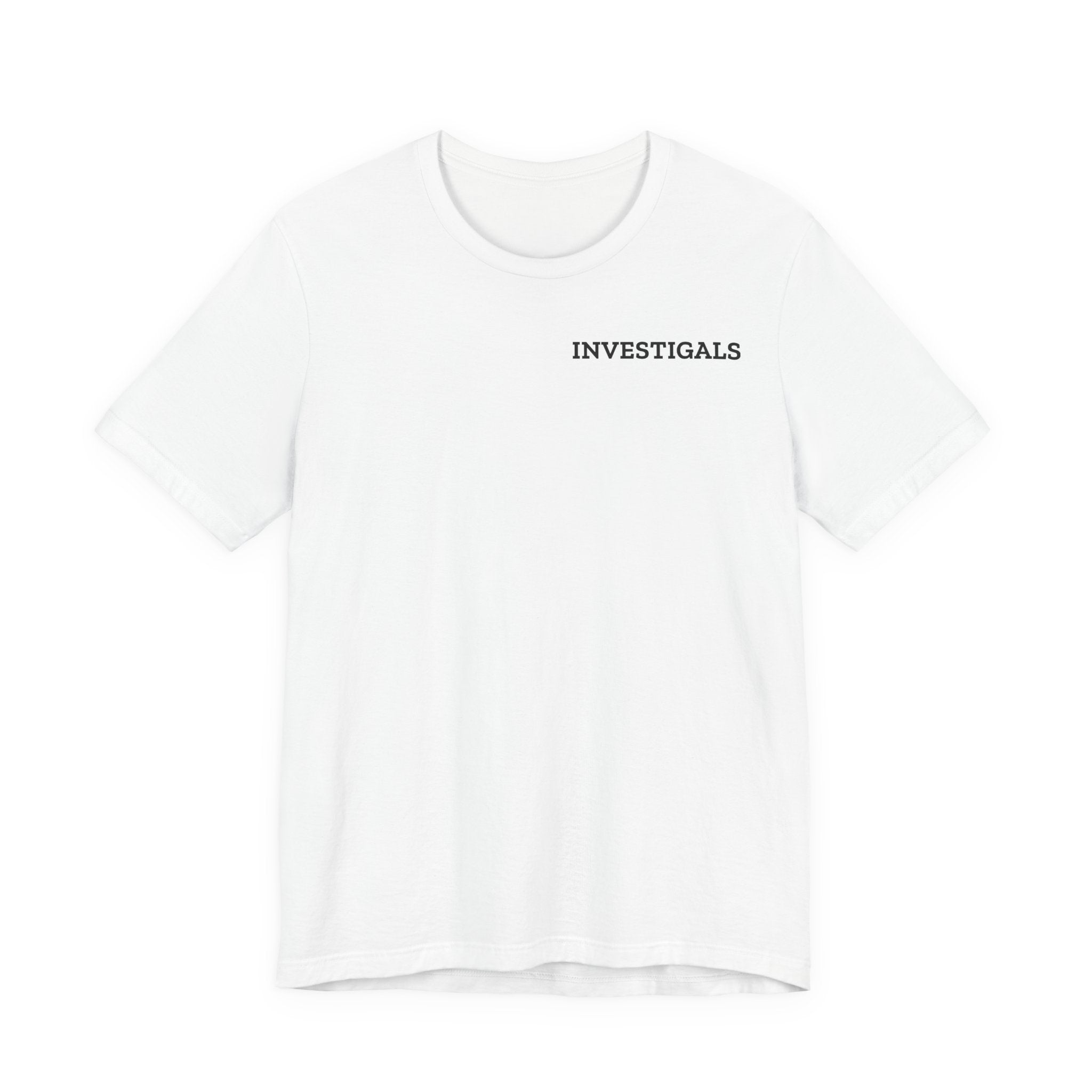 Investigals Chest Logo Tee — Minimalist White Graphic T-Shirt